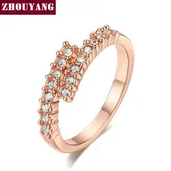 Одежда высшего качества ZYR176 лаконичный Кристалл кольцо Шампань розовое золото цвет Австрийские кристаллы Полный размеры оптовая продажа