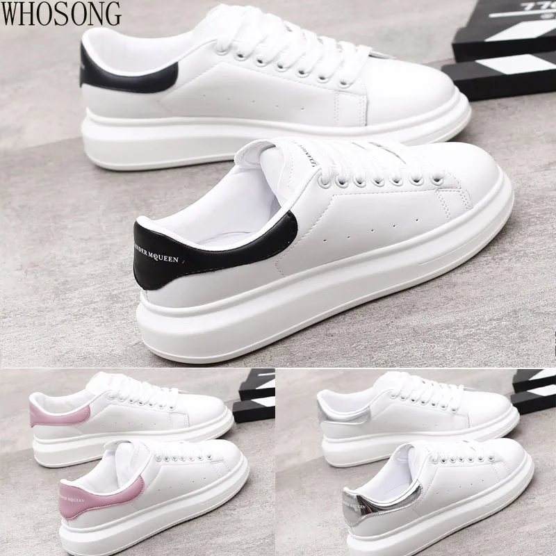 

WHOSONG 2019 Spring new Women Platform Sneakers White Shoes High Quality Platform Lace-up Woman Csusal Shoes Sneaker Shoes m358