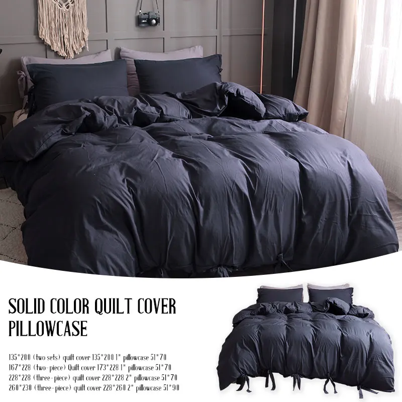 

Bedding Sets 4 Size Black Polyester Fiber 3pcs Home Hotel Bed Bed Sheet Bedding Cover Set Pillow Case Duvet Cover Sets Gift