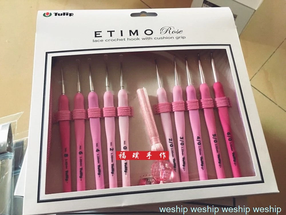 Набор тюльпанов ETIMO из розовой шерсти и кружевного крючка для вязания крючком с подушкой в комплекте 10 шт. крючков