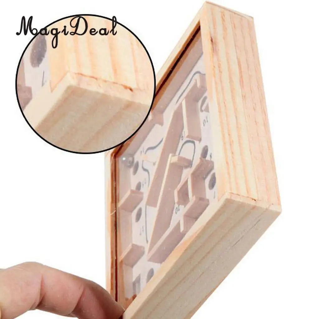 MagiDeal Wood Labyrinth Puzzle Balance Board Bead Maze Game Small Hand held Skill Puzzle Toy for Family Party Adult Children