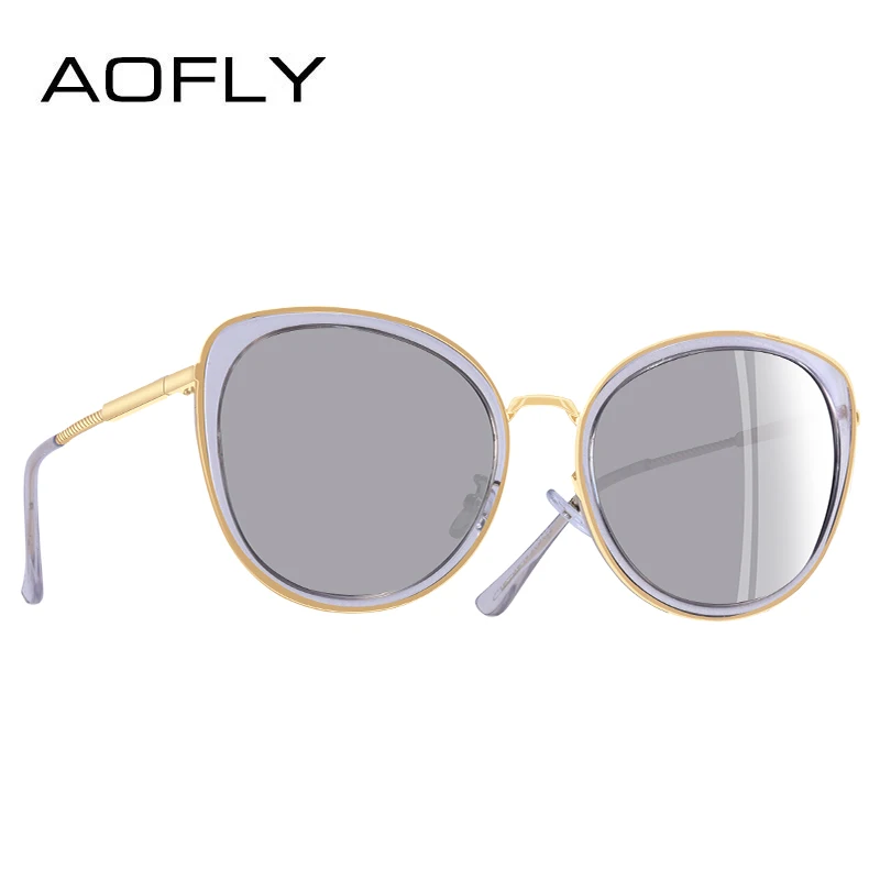 AOFLY, фирменный дизайн, новинка, кошачий глаз, солнцезащитные очки для женщин, градиентные линзы, поляризационные солнцезащитные очки, женские металлические дужки, UV400 A111 - Цвет линз: C4Silver