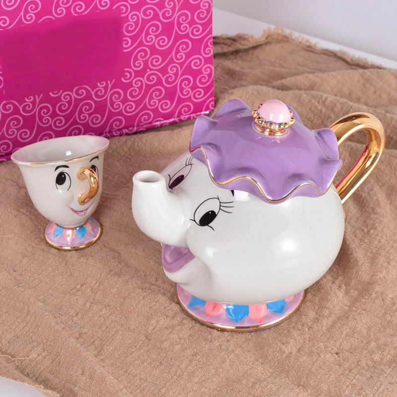 Красота и чудовище чайный набор, чайный горшок, чашка Mrs Potts Chip Bela E A Fera, кружка, чайник, молоко, кофе, креативный подарок с логотипом