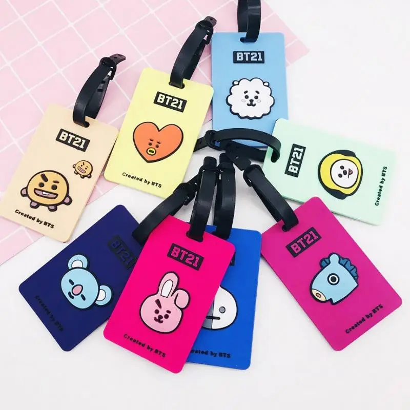 Шт. 1 шт. Творческий KPOP BTS BT21 Bangtan обувь для мальчиков силикагель card sleeve чемодан тег Туристические товары Декор фигурки героев игрушка в