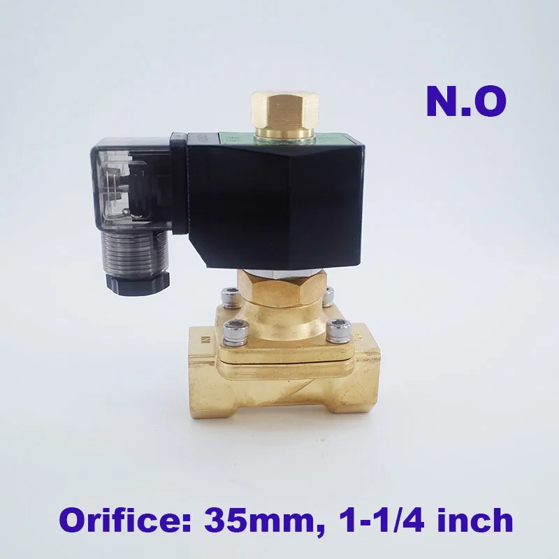 

GOGO 2 way brass Normally open solenoid valves water 12 volt for gas 1 1/4 inch Orifice 35mm zero pressure start with plug type