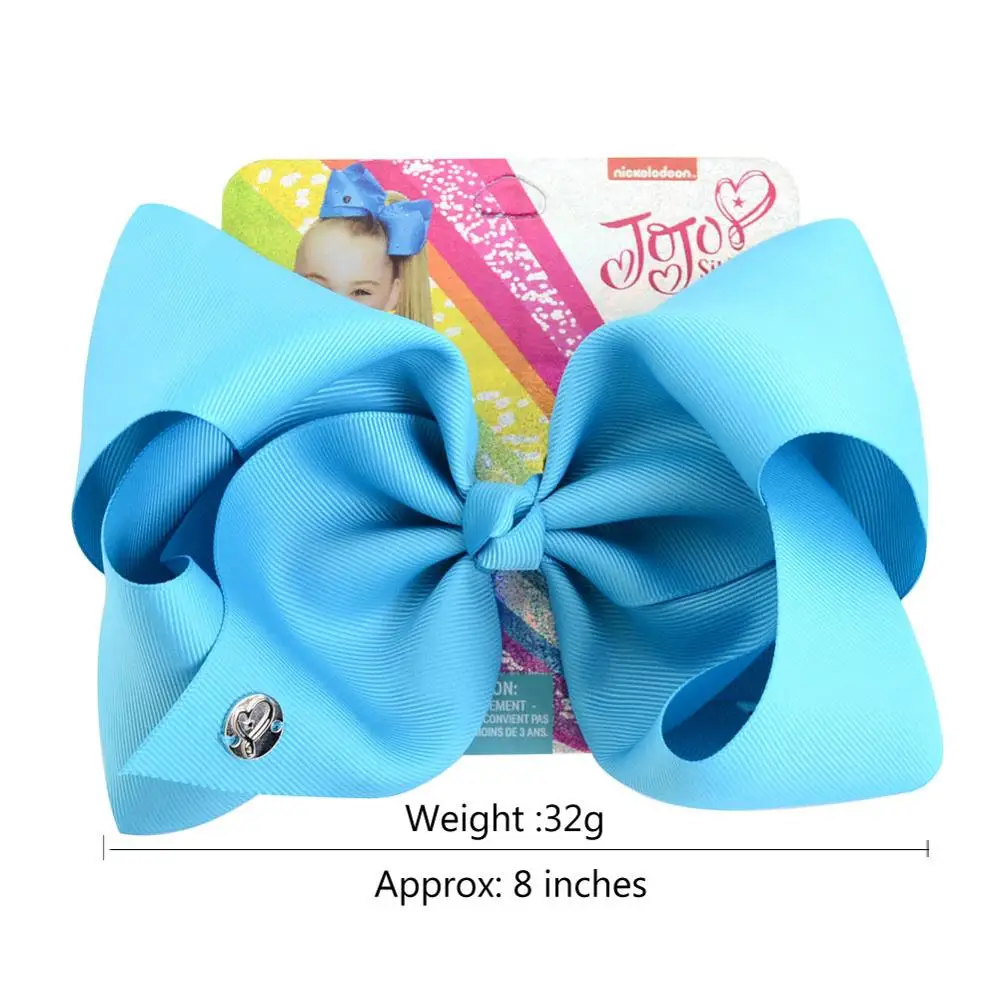 

jojo Siwa Hair Bows Handmade 8inch Large Solid color Cheer Grosgrain ribbon Bow Hairgrip Baby Girls Hair Accessories