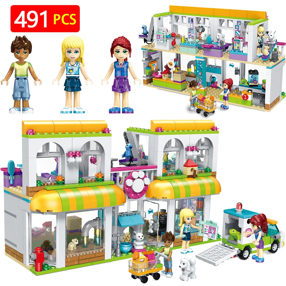 

491pcs Friends Heartlake City Pet Centre Building Blocks DIY Pet Hospital Compatible Legoing Girls Bricks Educational Toys Gifts