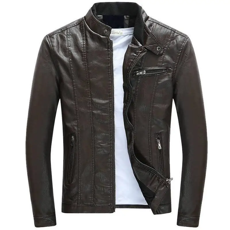 

2018 Mens PU Jackets Coats Motorcycle Biker Faux Leather Jacket Men Autumn Winter Clothes Male Classic Thick Velvet Coat