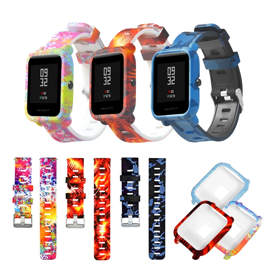 

For Amazfit Bip Strap 20mm Watch Band Camouflage Silicone Bracelet for Xiaomi Huami Amazfit Bip Bit Youth Case Cover Accessories