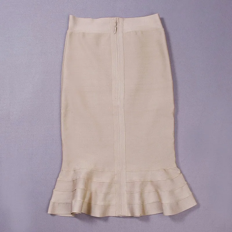 yellow 2020 new fashion sexy women's knee length high waist rayon hl fishtail mermaid bandage skirt skorts for women