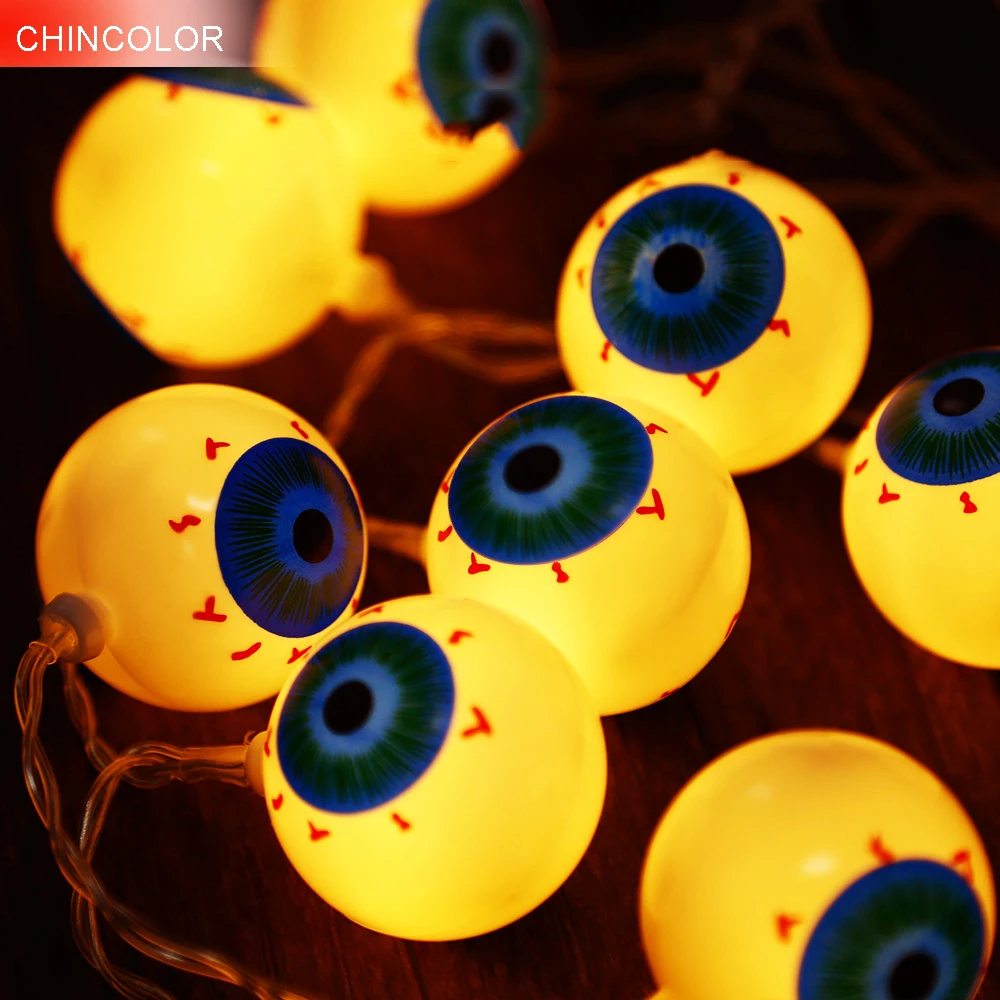 

10Led LED light String Halloween Holiday lights Pumpkin Ghost eye Ghost Spider Bat Skull Party Props Fairy battery Decoration Q0