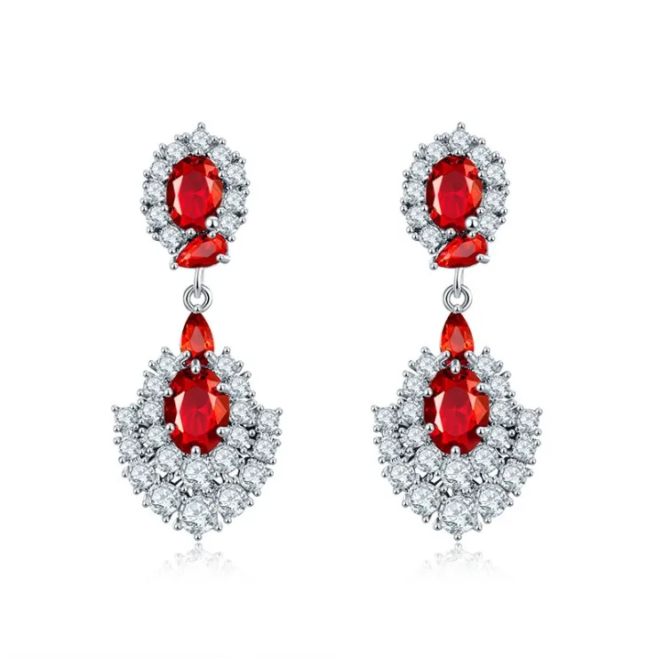 

New Simple and stylish luxury geometric long earrings Crystal from Swarovski For Women Wedding Engagement Piercing Jewelry