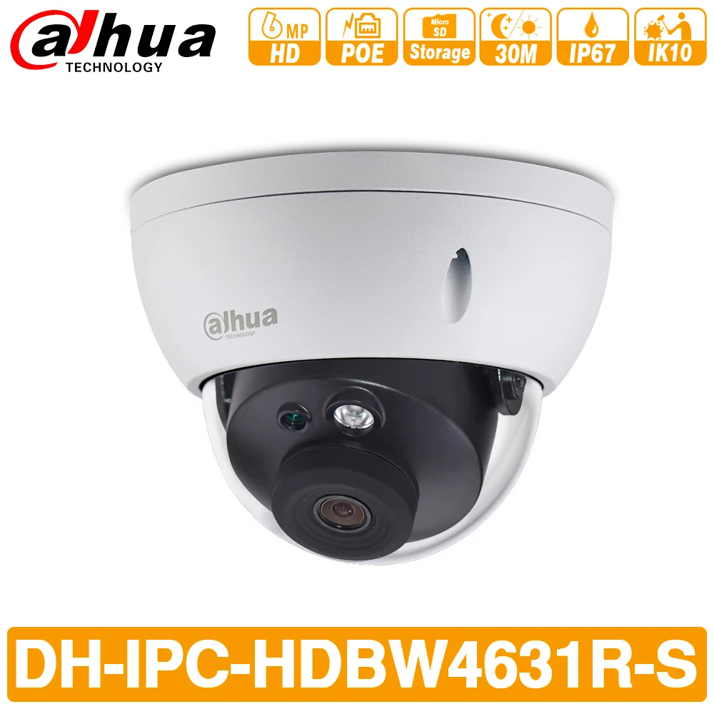 

DH IPC-HDBW4631R-S 6MP POE IP Camera Support 30M IR IK10 IP67 POE H.265 SD Card Slot WDR Upgrade From IPC-HDBW4431R-S