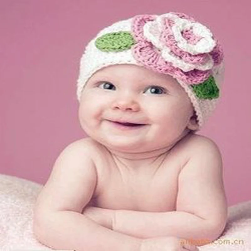 

Newborn Manual Baby Wool Cap Kids Hats Infant Hat Child Joker Knitted Beanies 0-3month Handmade Photography Props