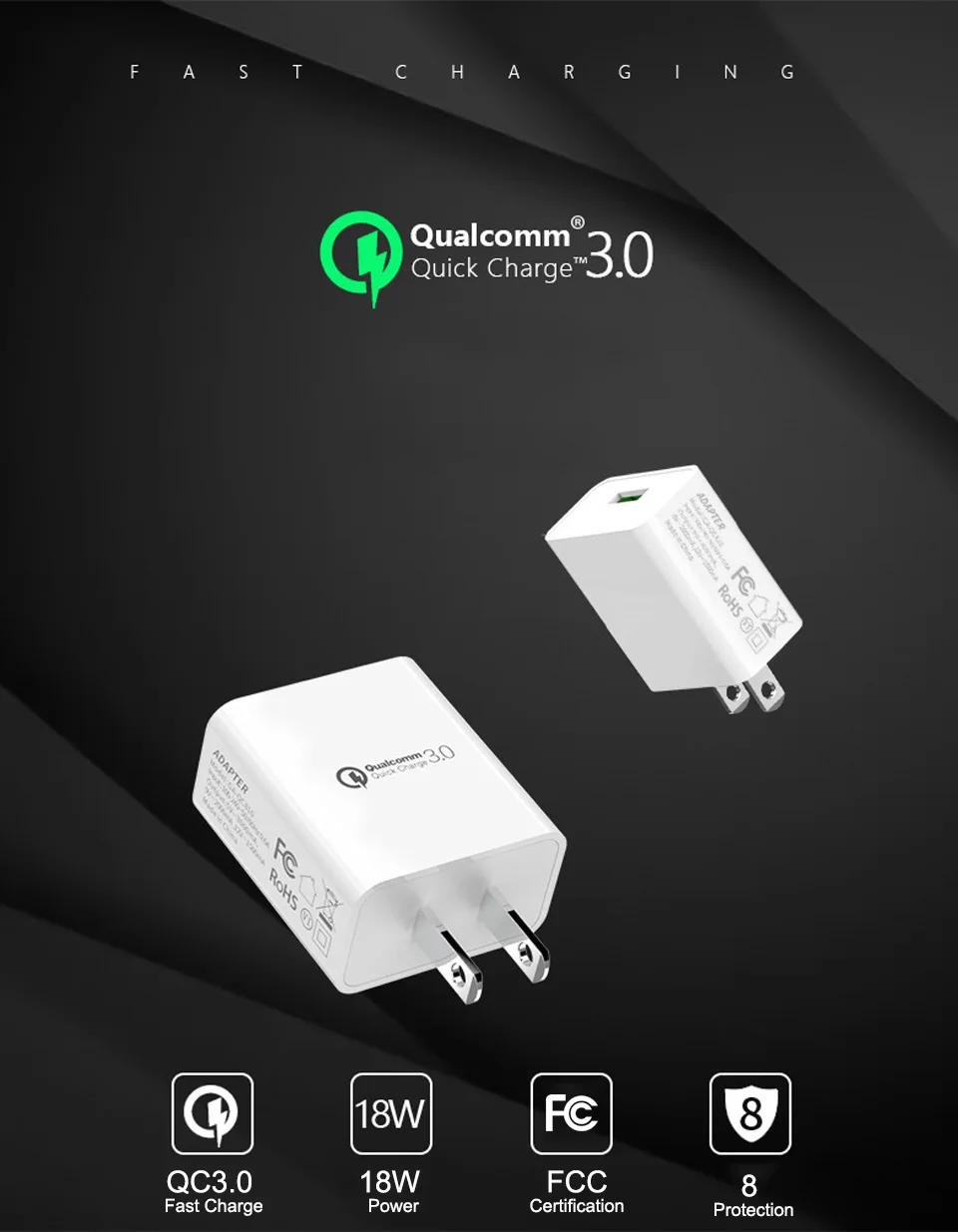 US Charger QC3.0 Fast Charging Mobile Phone Chargers USA Electrical Socket For Electronic Equipment in United States (1)