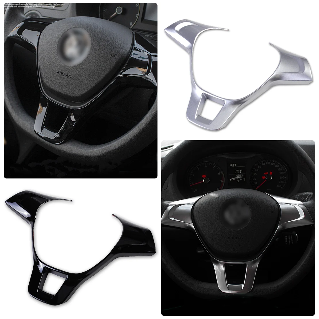 

beler Steering Wheel Trim Cover for Volkswagen VW Golf MK7 Polo 2014 2015 ABS Plastic Car Accessories