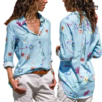 

Hot Summer Autumn 2018 Plus Size 2XL Shirt Female Big Sizes Floral Long Sleeve Shirt Fashion Bodycon Leisure Cotton Blouse Tops