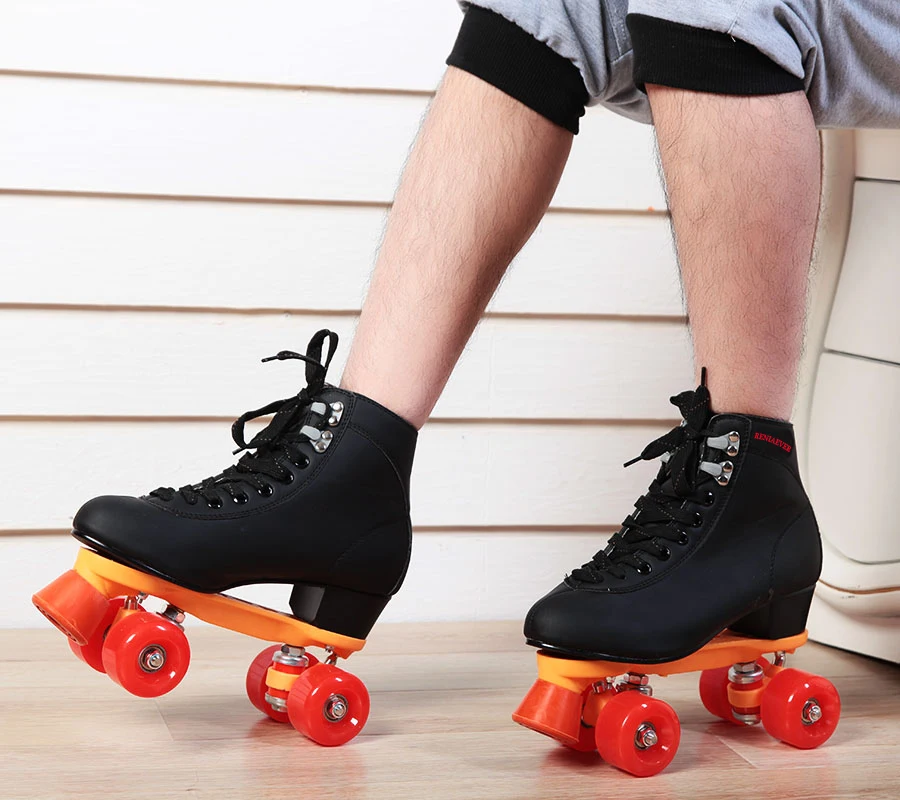 Download PU double skate roller shoes roller skates adult ...