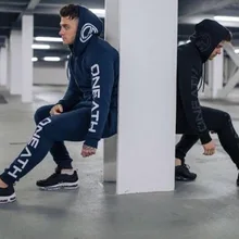 Весенняя Мужская спортивная одежда, спортивный костюм, худи с принтом толстовки+ штаны для бега, повседневные упражнения тренировка, комплект одежды, спортивный костюм