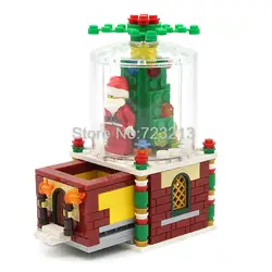 13 см Рождественский подарок сцена Санта Клаус с ящиком для хранения MOC Xmas Building Bricks Block Модель Набор Развивающие игрушки для детей