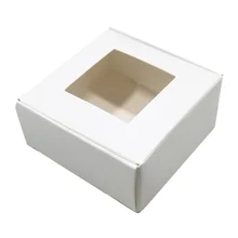 30 шт./лот 7x7x3 см складной крафтовый бумажная упаковка, коробки с прозрачным окном ювелирные изделия ремесло DIY подарочные коробки для хранения мыла на Рождество
