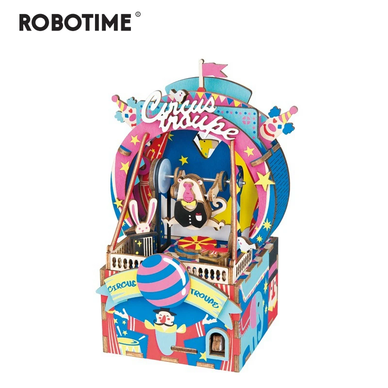 

Robotime DIY 3D Amusement Park Wooden Puzzle Game Assembly Moveable Music Box Toy Gift for Children Kids Adult AMD41