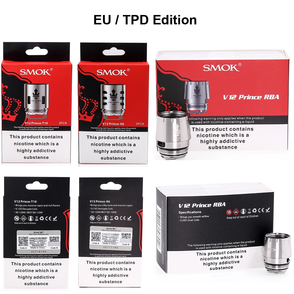 SMOK TFV12 принц катушка головы RBA Q4 M4 T10 светильник Max сетка электронная сигарета ядро стекло для XPRIV gpv2 люкс Mag Vape