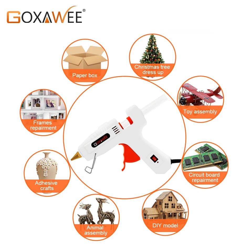 GOXAWEE 34pcs Hot Melt Glue Gun Set Mini Electric Professional DIY High Temp Heat Melt Repair Tool With Hot Melt Glue Sticks