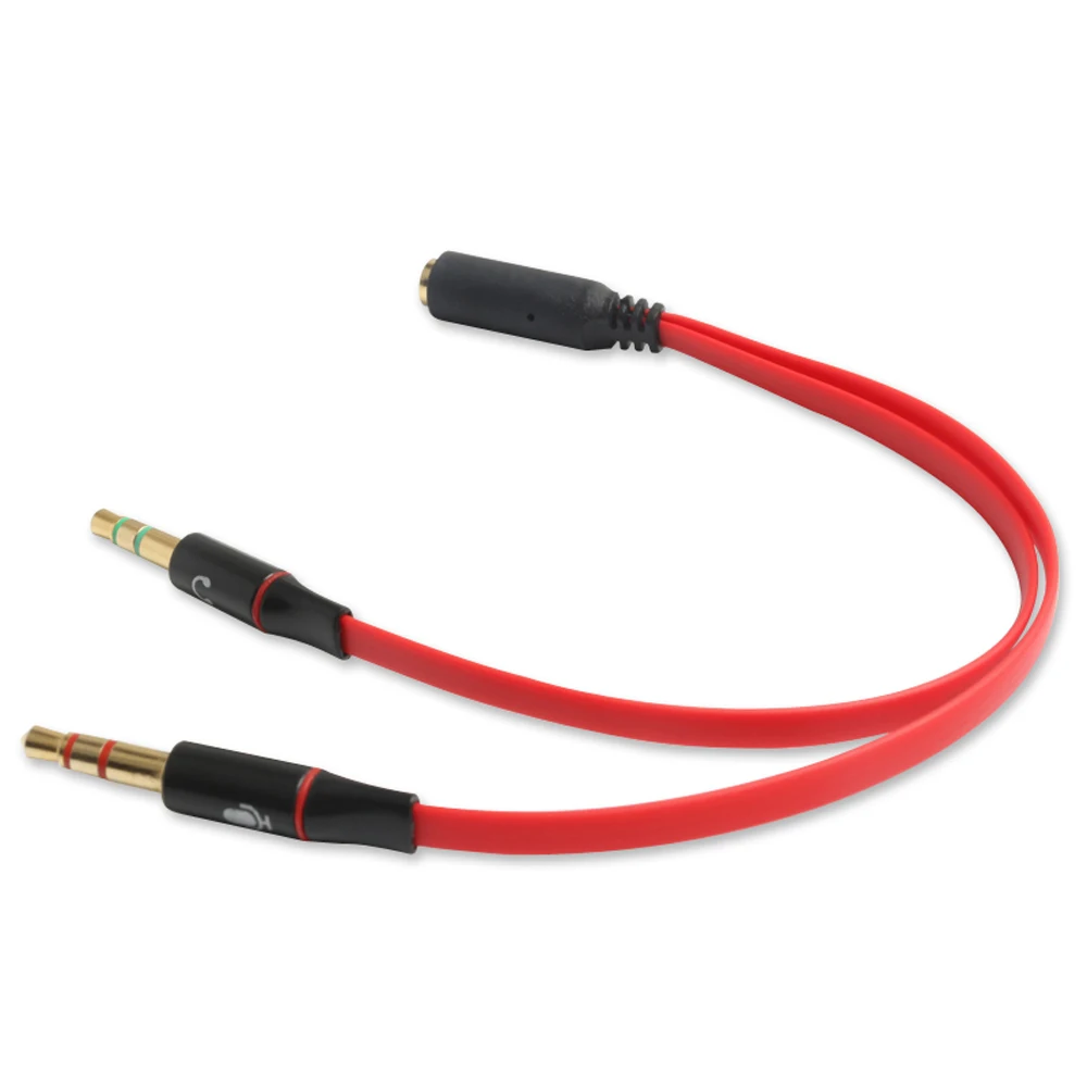3.5mm 1 Female to 2 male Headphone Earphone Audio Cable Mic Splitter