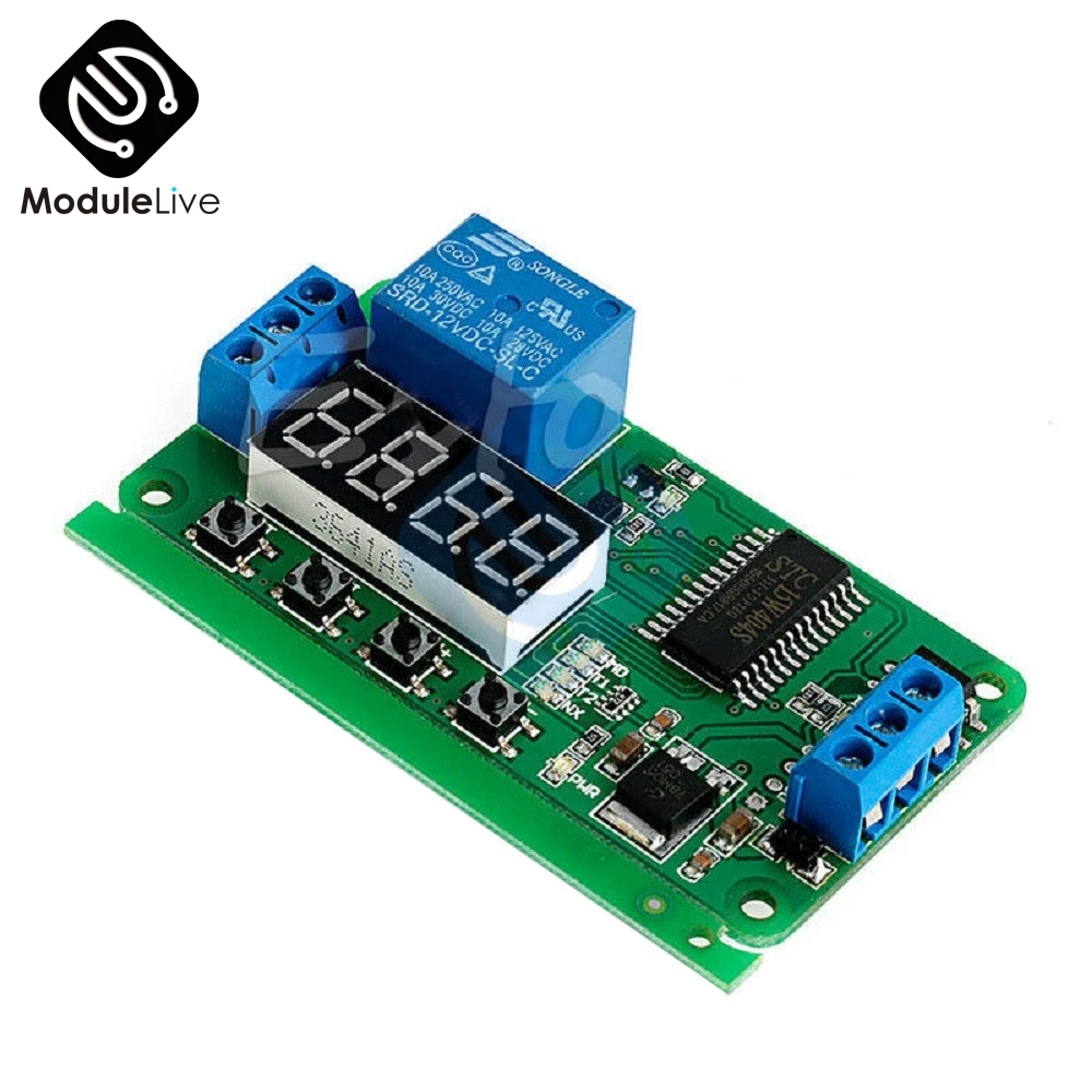 

1Pcs DC 5V 12V 1 Channel Multifunction Self-lock Relay Timer Module Delay Time Switch for PLC LED Motor for Smart Home