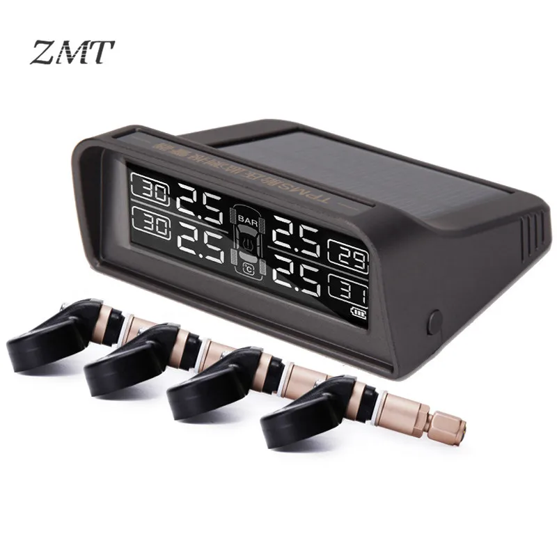 

Solar Tire Pressure Monitor Gauge Detector TPMS Built-in Sensor Car USB Solar Charging Tire Pressure Temperature Alarm H15HY