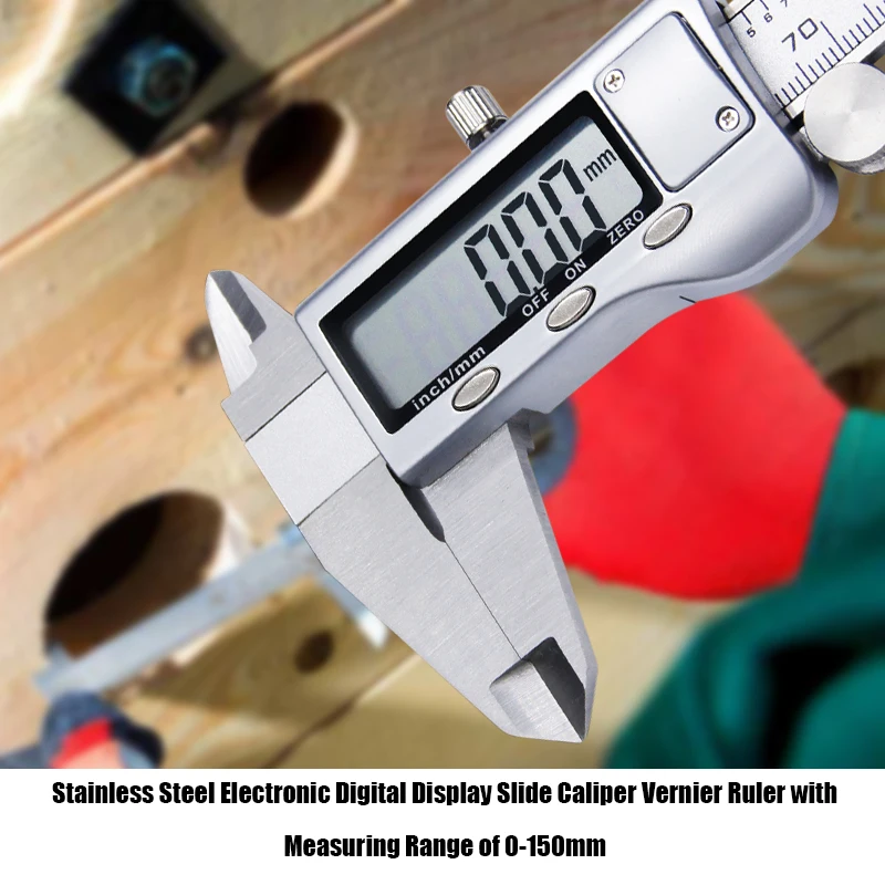 

Stainless Steel Electronic Digital Display Slide Caliper Vernier Ruler with Measuring Range of 0-150mm