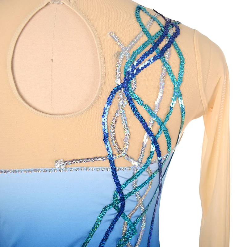 customized clothes figure skating dress rhythmic gymnastics no sleeve blue sequins adult child girl show skirt performance customized clothes figure skating dress rhythmic gymnastics no sleeve blue sequins adult child girl show skirt performance