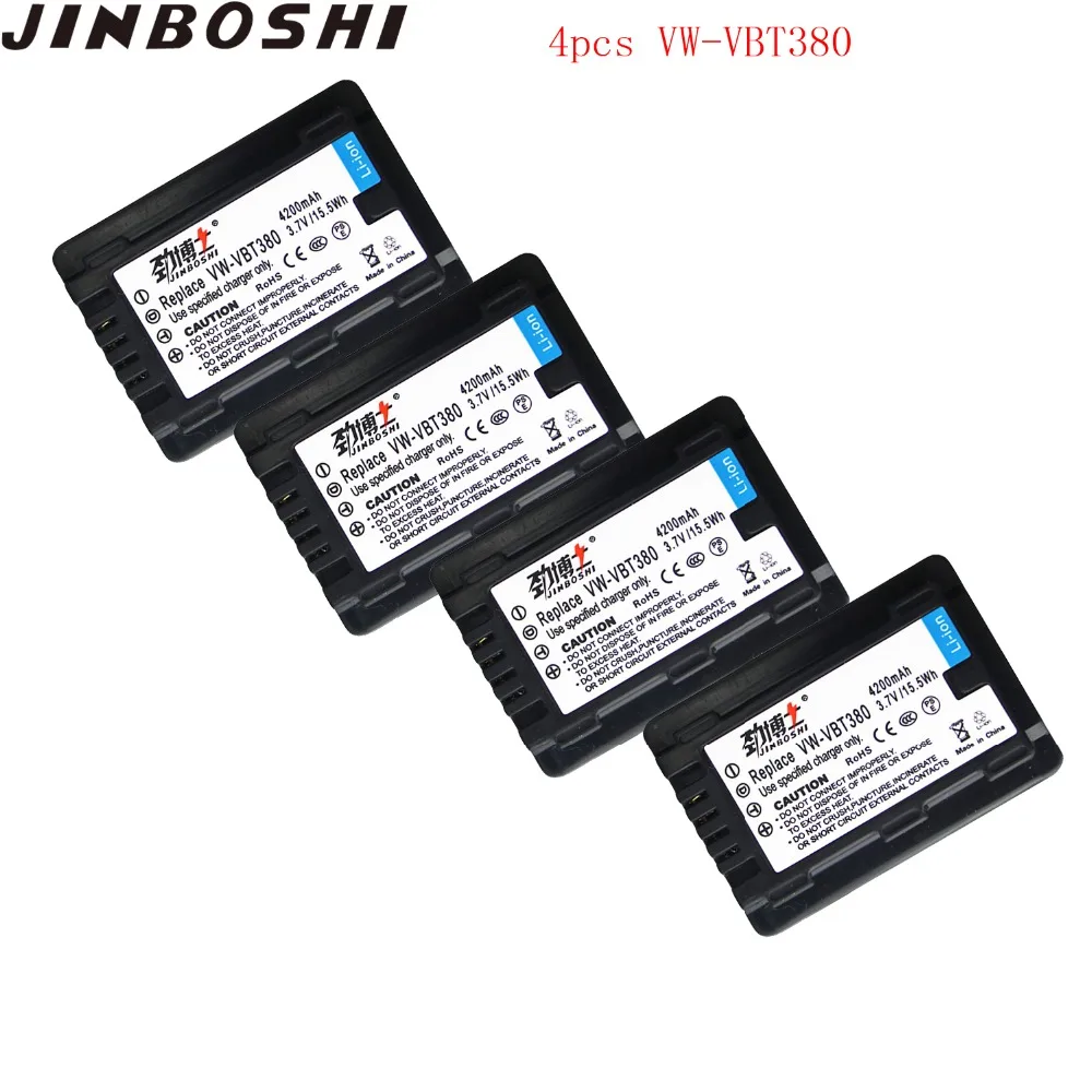 

4x High capacity VW-VBT380 Digital Camera Battery VBT380 lithium batteries Battery For Panasonic HC-V110 V130 V160 V210 V260 201