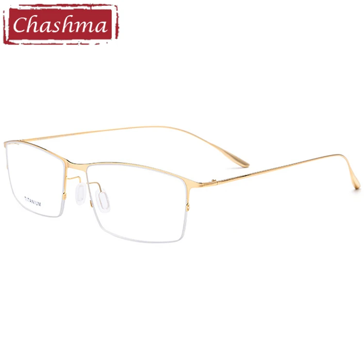 Бренд Chashma, мужские качественные очки, мужские полуоправы, полуоправы, светильник при близорукости титановые оправы для очков, линзы по рецепту - Цвет оправы: Gold