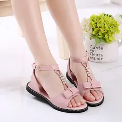 Сандалии для девочек 2019 Летние кожаные туфли на плоской подошве детская обувь c30