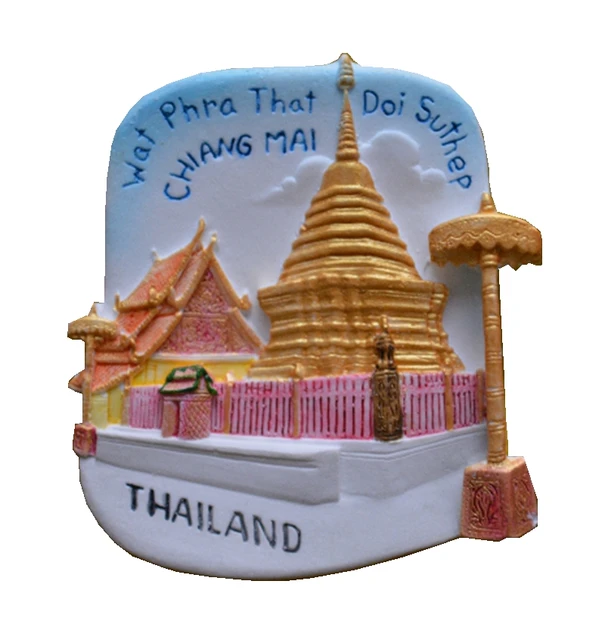 Chiang Mai Thailand Temple Hand Painted Aromatherapy 3D Fridge