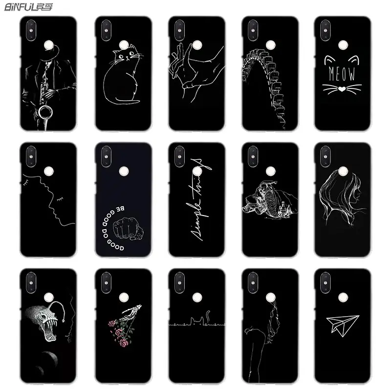 

BinFul phone case Transparent Hard cover for Xiaomi mi Redmi Note 7 5 4 3 4X 5A 6 Pro 64g S2 Plus Line Art Face Abstract Pattern
