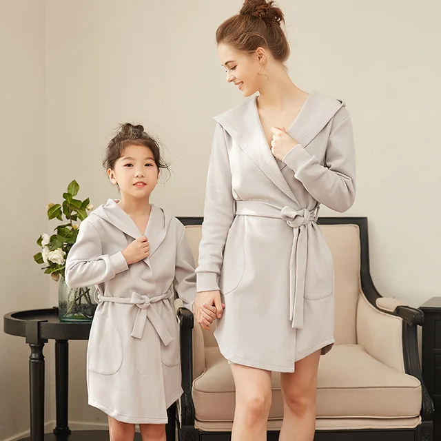 Family Pajamas Mother Daughter Bathrobe Matching Outfits Mommy and Me