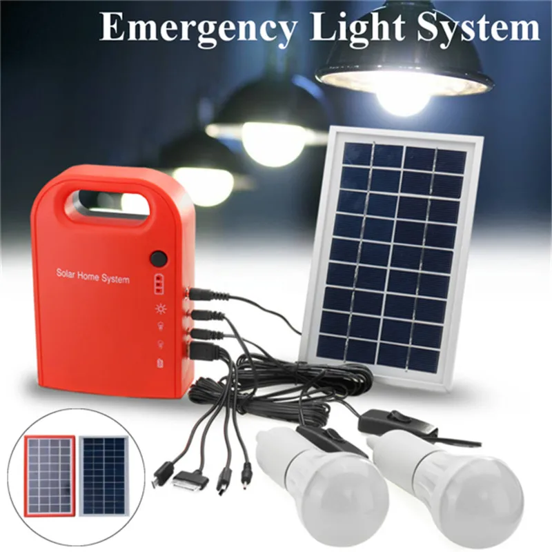 

Mising Solar Panel Emergency Light Outdoor Camping Solar LED Lights Garden Home Security Light Lamp with LED Bulbs