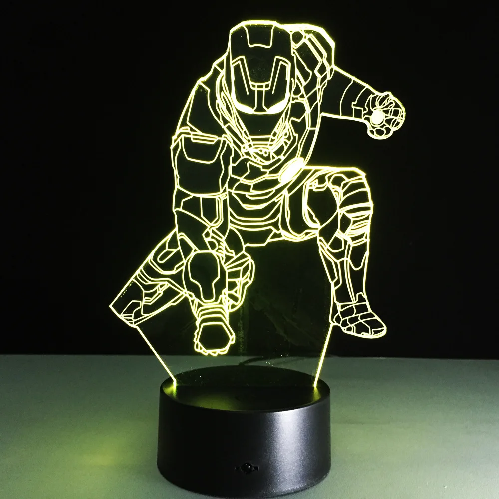 

Color Changing 2018 remote Avengers Mavel 3D lamp LED Night Light IRON MAN 3D illusion night lamp table desk lamp home lighting