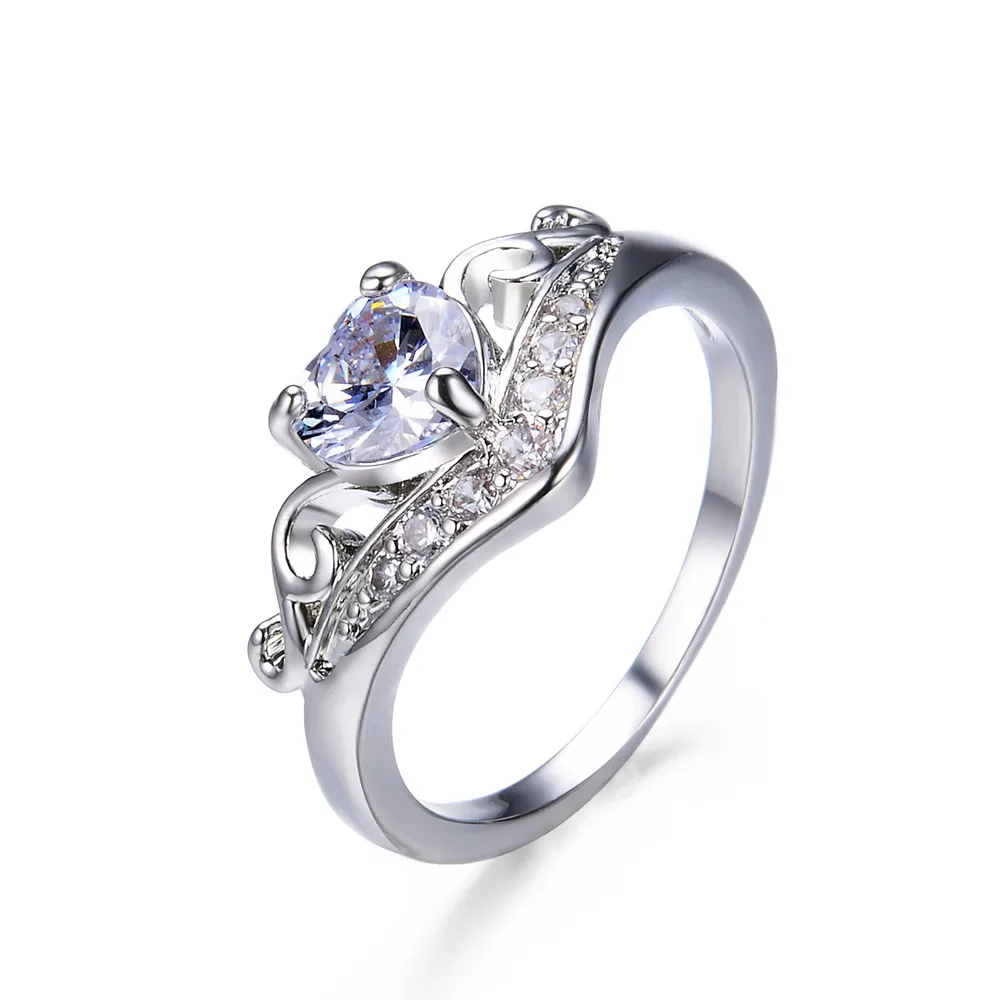 

Engagement Rings For Women Fashion Birthstone Bride Wedding Heart Cubic zirconia Ring Delicate Drop shipping