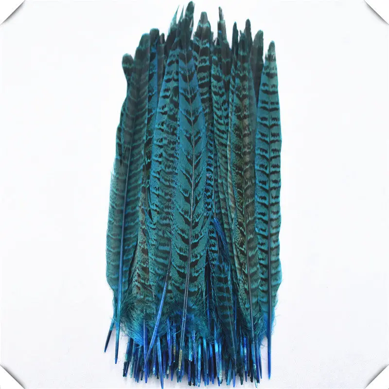 Высокое качество естественное окрашивание перья из хвоста фазана 20 шт./лот 25-30 см DIY головной убор аксессуары Шлейфы и перья для рукоделия - Цвет: Lake Blue
