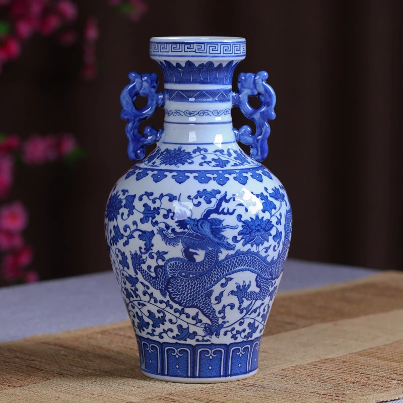 Jingdezhen Ceramics Modern Blue And White Porcelain Vase Flower Dragon Living Room Study Decorative Craft Ornaments Jingdezhen Ceramics Porcelain Vasewhite Porcelain Vase Aliexpress
