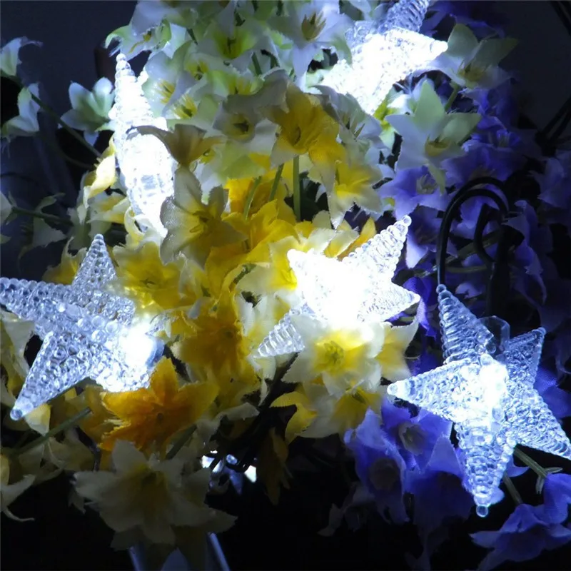 Multicolor 4.8M 20 LED Solar Powered Pearl Star String Lights For Christmas Party Fairy Festival Outdoor Decoration | Лампы и