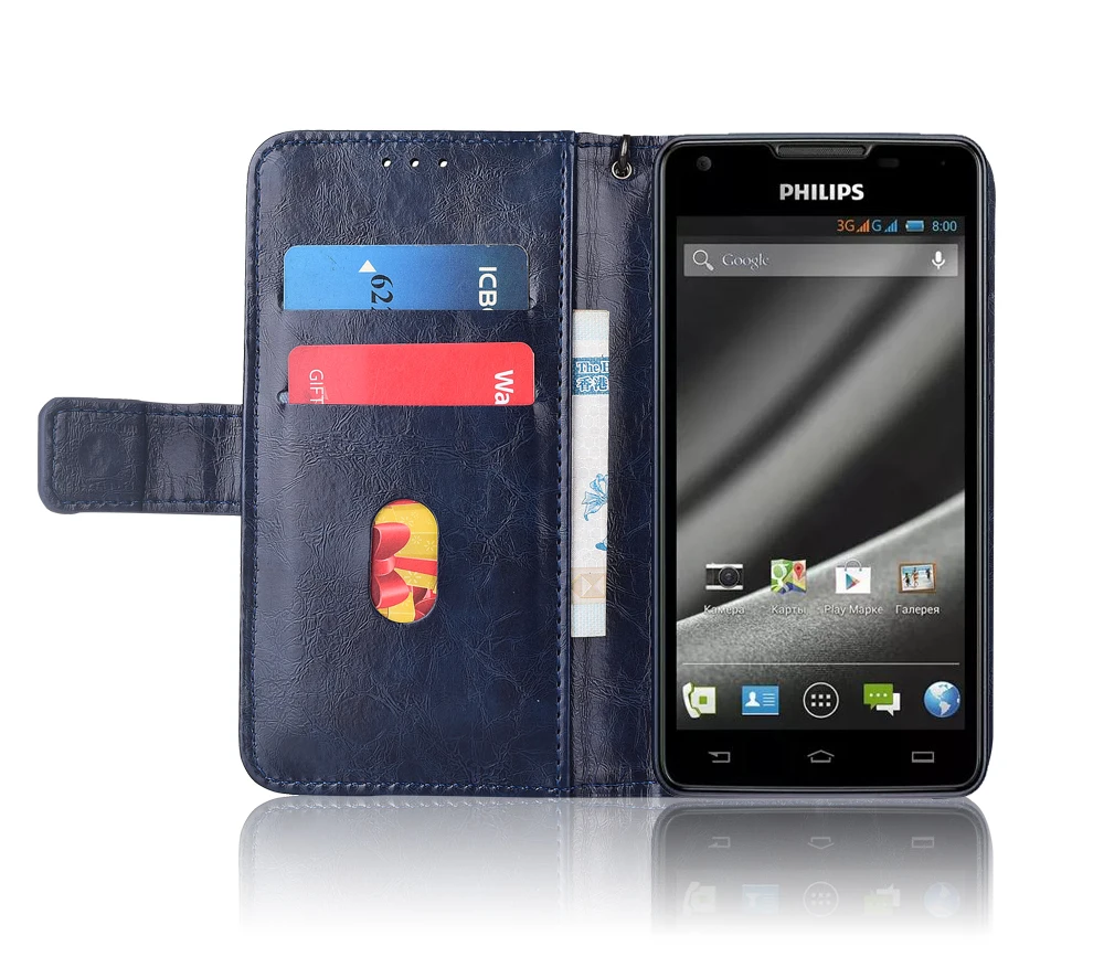 Кожаный чехол книжка с ремешком для Philips Xenium W6610 чехлы цветочным принтом 100%