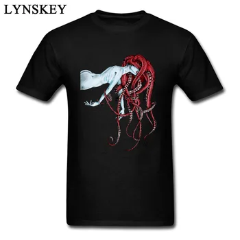 

New Fashion 2017 Hot Sales Septoid Design Men T-shirt Geek Tops Punk Girl Octopus Hair Printed Hipster Tees