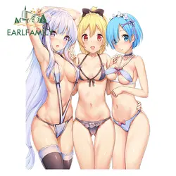 EARLFAMILY 13 см x 10,5 см аниме Re Zero Kara Hajimeru Isekai Seikatsu сексуальное бикини девушка Эмилия, войлок, Rem наклейки автомобильные наклейки для ралли