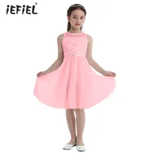 IEFIEL/детские кружевные шифоновые платья без рукавов с блестками для девочек; платье принцессы для девочек; vestido infantil; вечерние платья для девочек на свадьбу