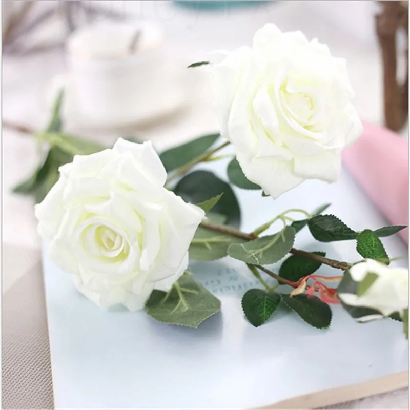 White Rose Artificial Silk Fake Flowers Floral Bouquet Home Wedding